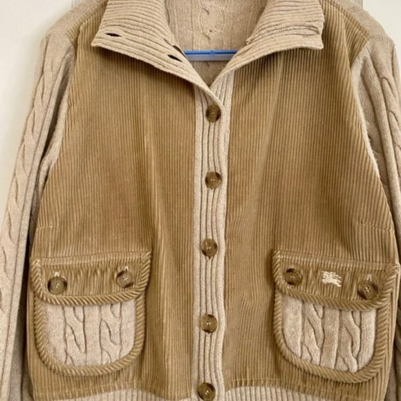 Burberry beige unisex bomber jacket corduroy and cable wool + plaid size 46 (M) - Picture 8 of 12